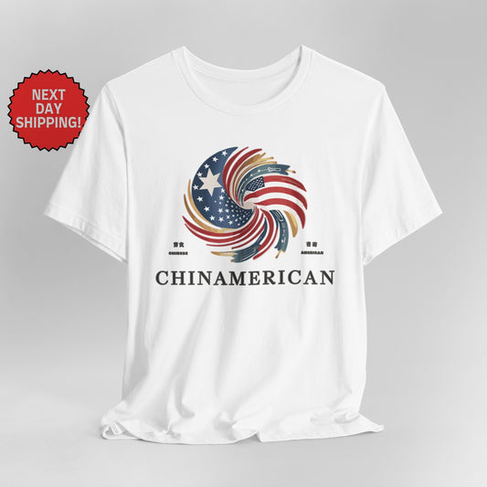 Hybrid Flag Chinamerican Chinese American Logo T-Shirt