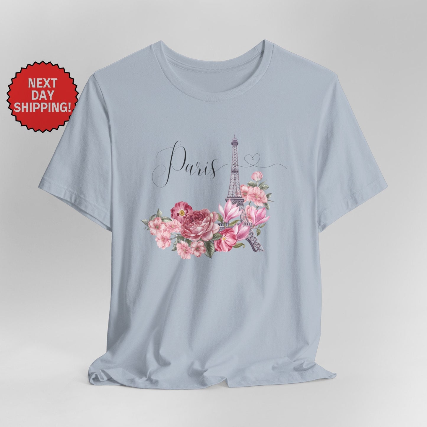 Paris Eiffel Tower Watercolor Floral T-Shirt