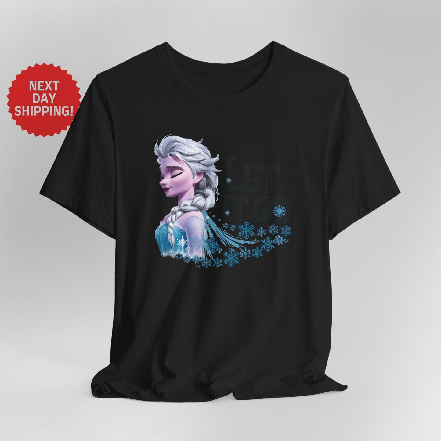 Frozen Let It Go Elsa Snow Black T-Shirt