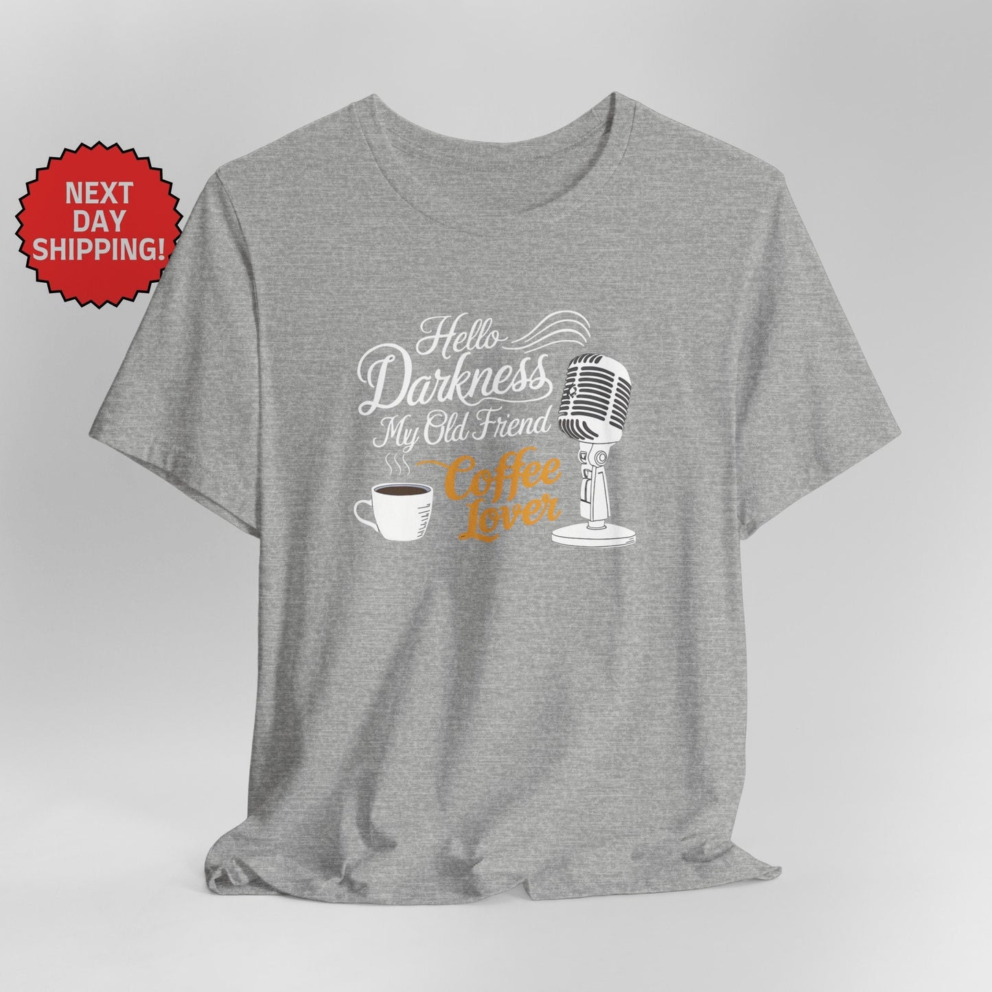 Hello Darkness My Old Friend Microphone and Coffee T-Shirt