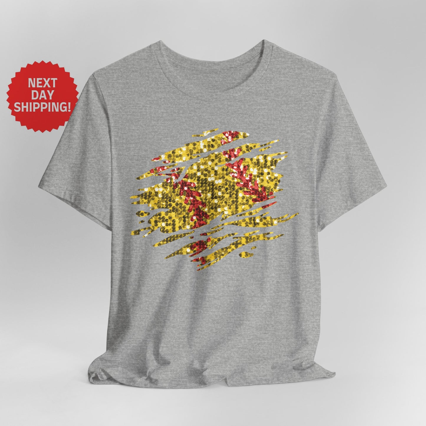 Sequin Look Softball Splatter T-Shirt