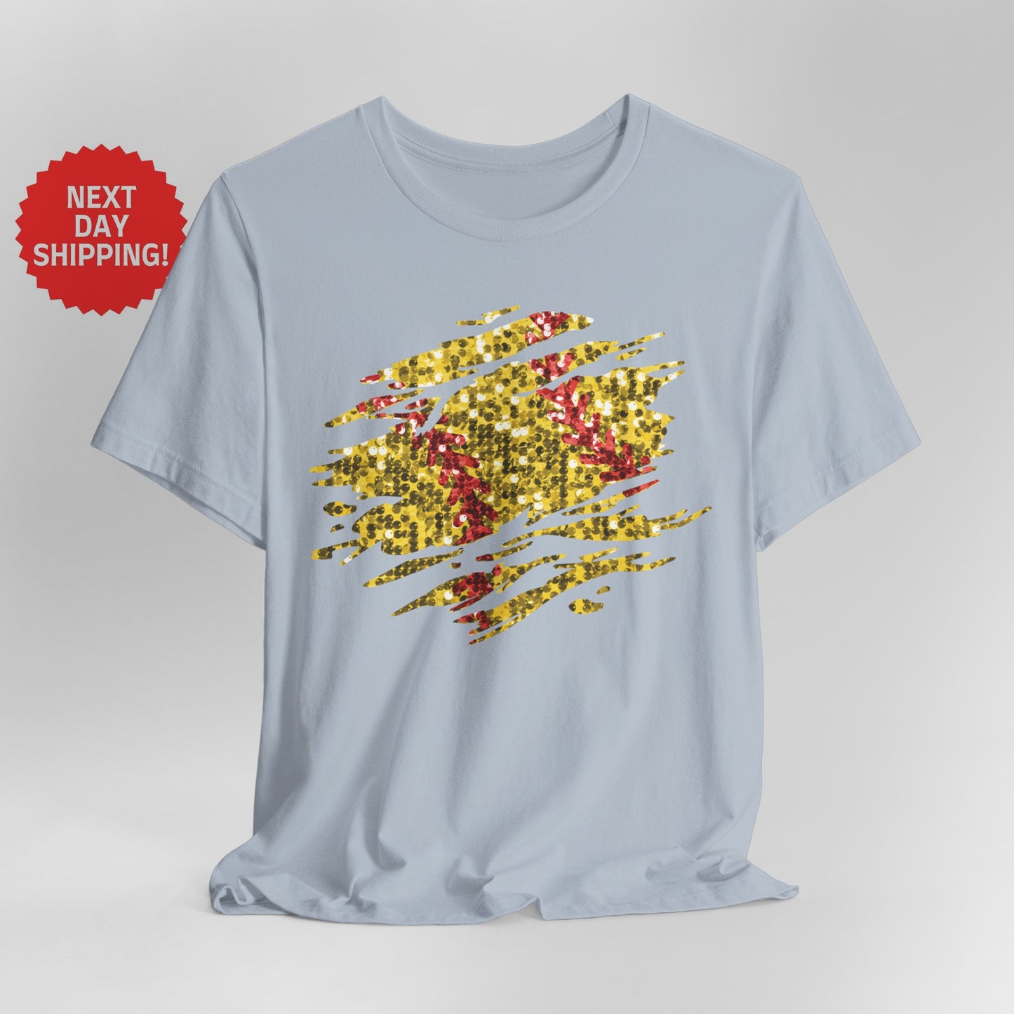 Sequin Look Softball Splatter T-Shirt