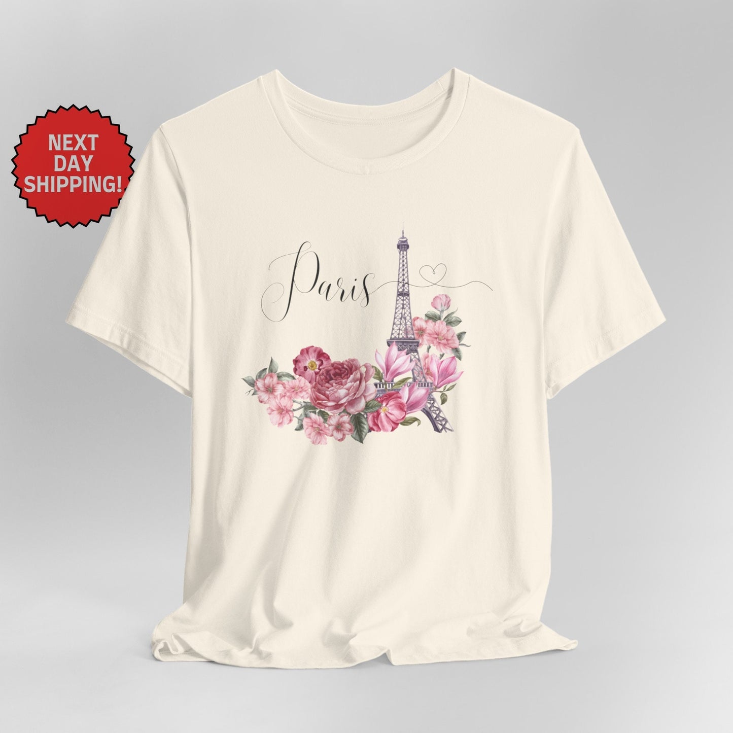 Paris Eiffel Tower Watercolor Floral T-Shirt