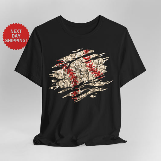 Sequin Look Baseball Splatter T-Shirt