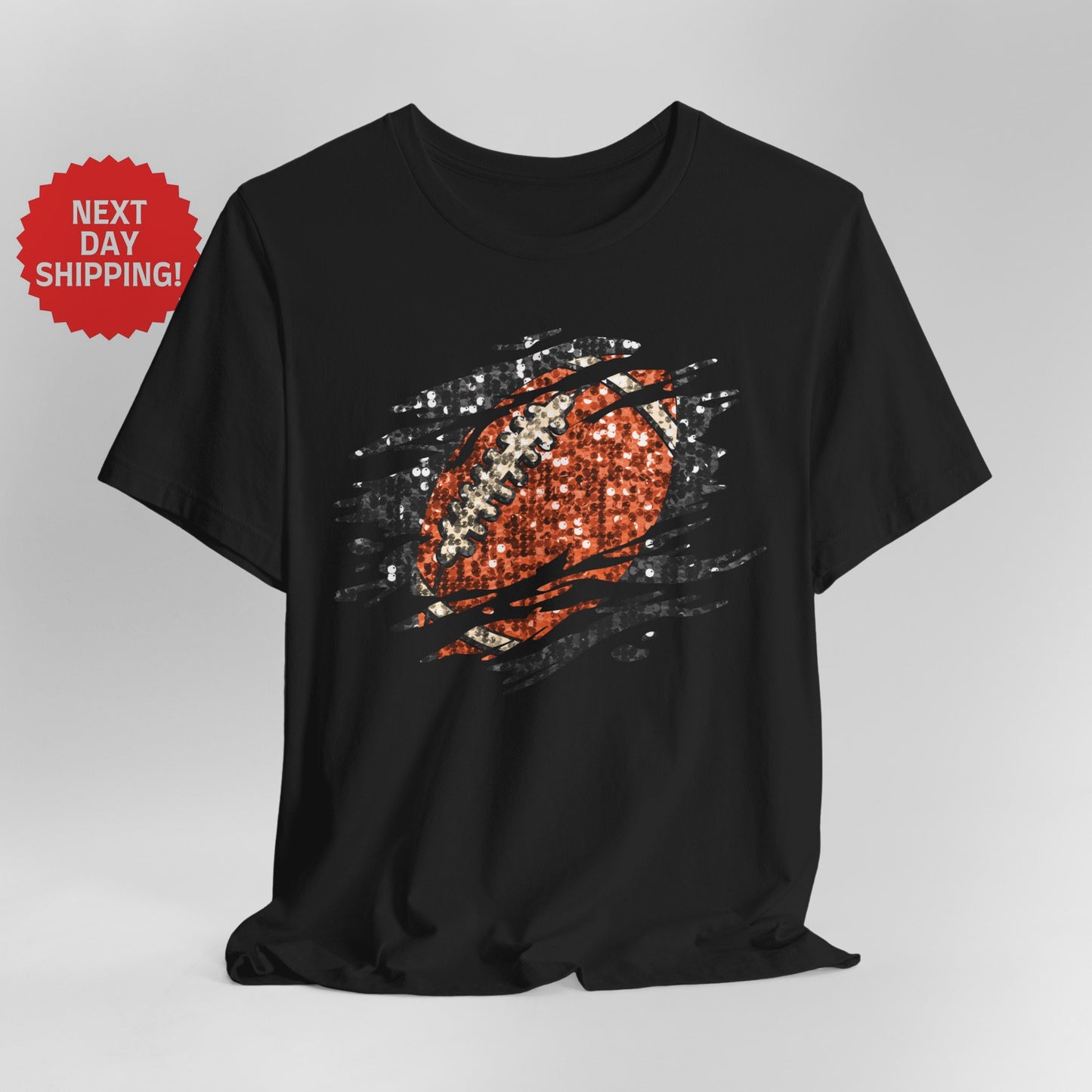 Sequin Look Football Splatter T-Shirt