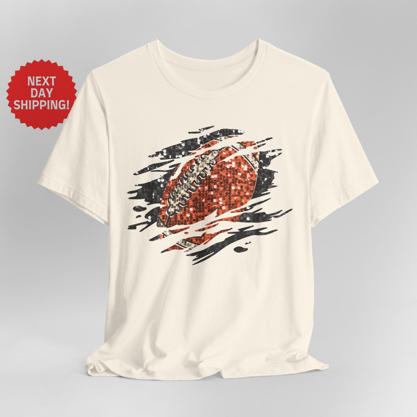 Sequin Look Football Splatter T-Shirt