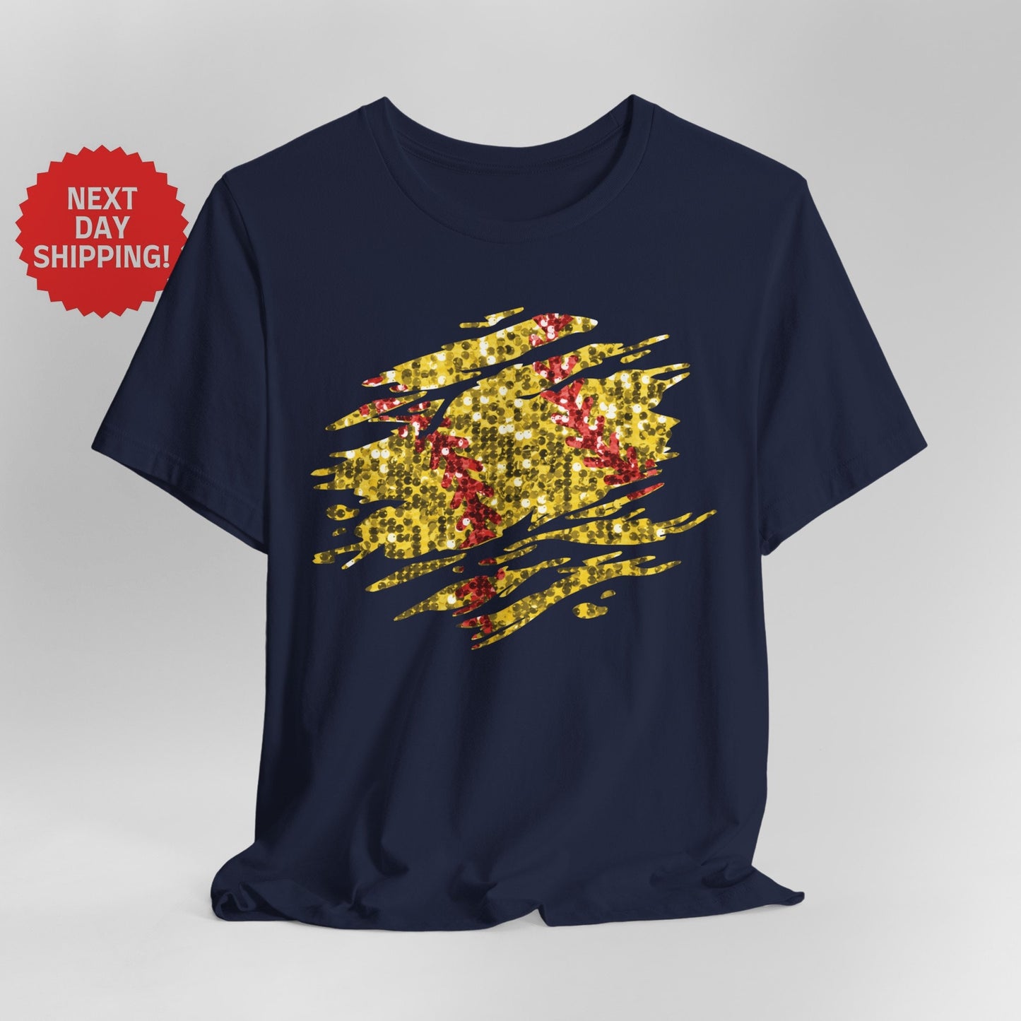 Sequin Look Softball Splatter T-Shirt