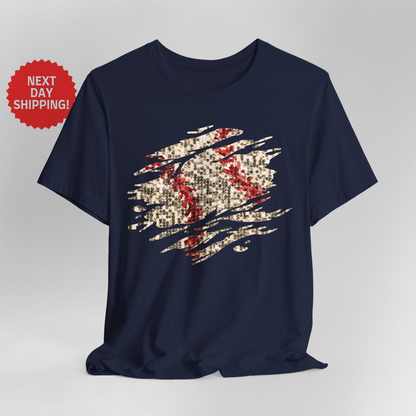 Sequin Look Baseball Splatter T-Shirt